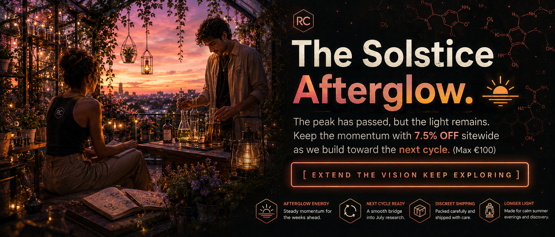 Solstice afterglow sitewide sale banner