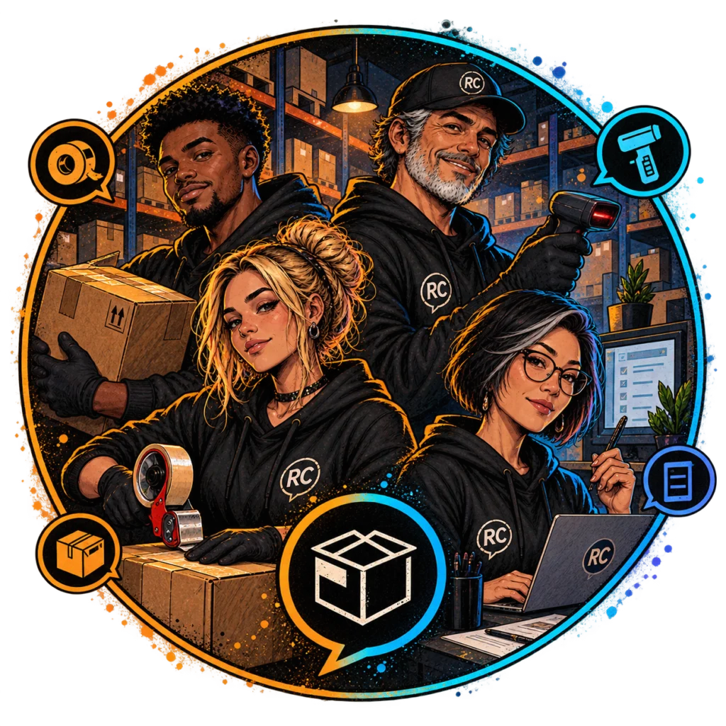 Realchems packing room and warehouse team handling orders